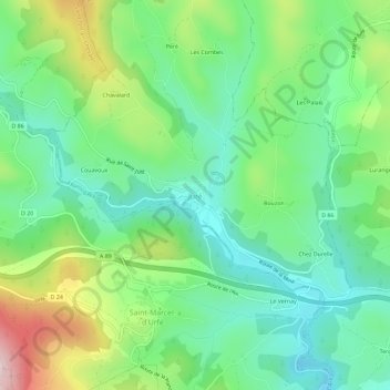 Topografische Karte Juré, Höhe, Relief