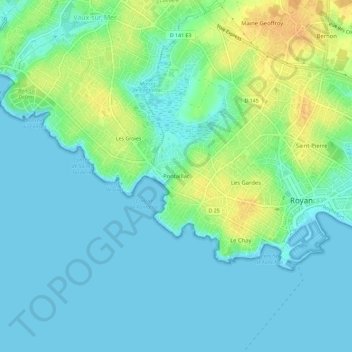 Topografische Karte Pontaillac, Höhe, Relief