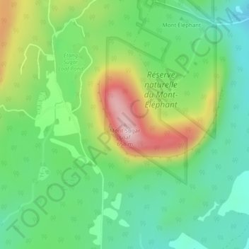 Topografische Karte Mont Sugar Loaf, Höhe, Relief