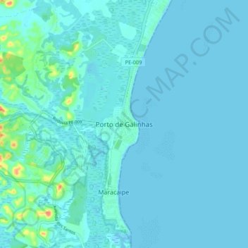 Topografische Karte Porto de Galinhas, Höhe, Relief