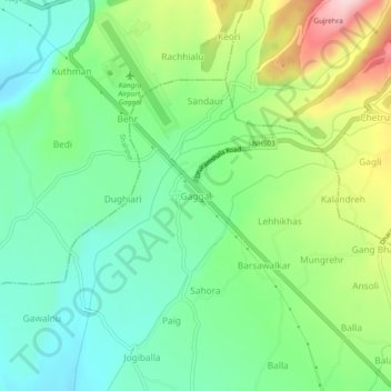 Topografische Karte Gaggal, Höhe, Relief