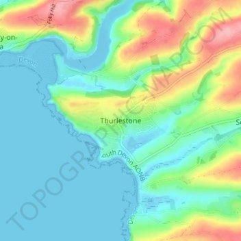 Topografische Karte Thurlestone, Höhe, Relief