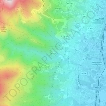 Topografische Karte Paterno, Höhe, Relief