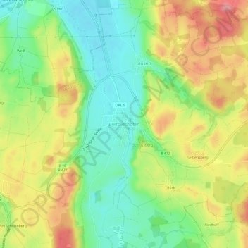 Topografische Karte Bertoldshofen, Höhe, Relief
