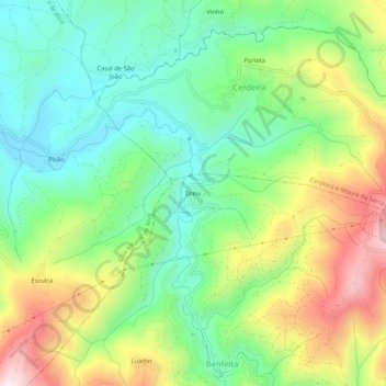 Topografische Karte Dreia, Höhe, Relief