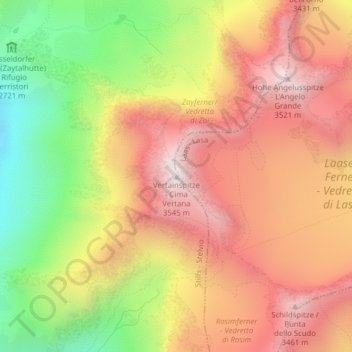 Topografische Karte Vertainspitze, Höhe, Relief