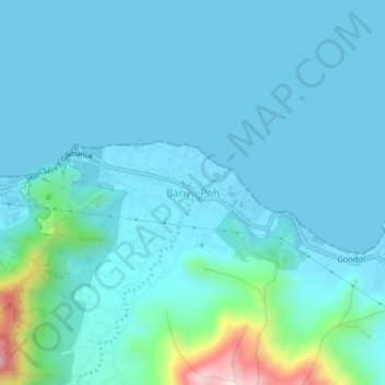 Topografische Karte Banyu Poh, Höhe, Relief
