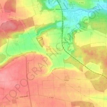 Topografische Karte Vorderdenkental, Höhe, Relief