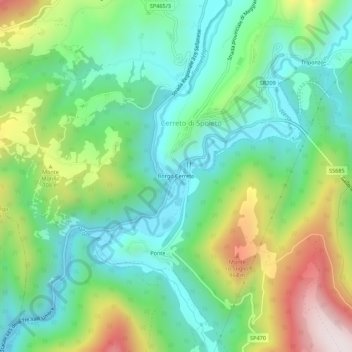 Topografische Karte Borgo Cerreto, Höhe, Relief