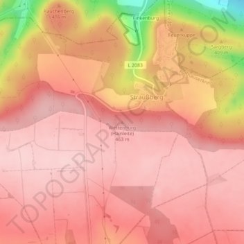 Topografische Karte Wettenburg (Hainleite), Höhe, Relief