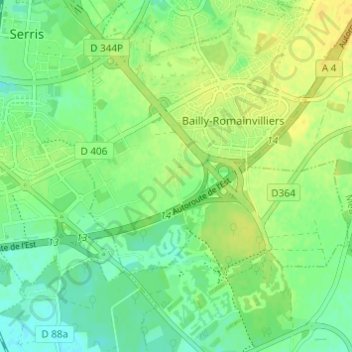 Topografische Karte Bailly, Höhe, Relief