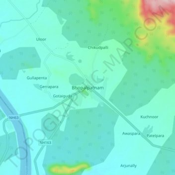 Topografische Karte Bhopalpatnam, Höhe, Relief