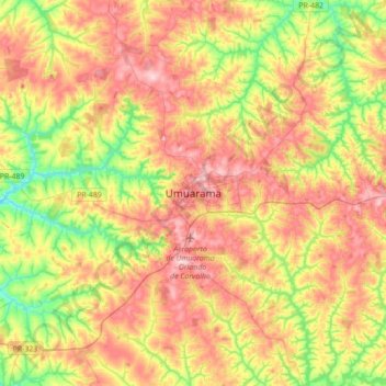 Topografische Karte Umuarama, Höhe, Relief
