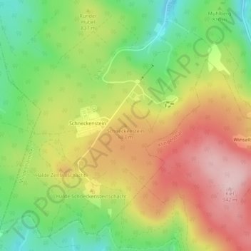 Topografische Karte Schneckenstein, Höhe, Relief