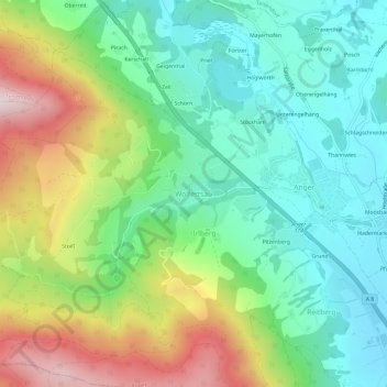 Topografische Karte Wolfertsau, Höhe, Relief