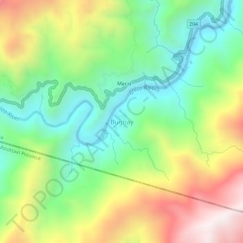 Topografische Karte Bugnay, Höhe, Relief