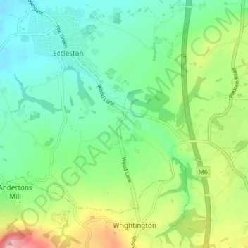 Topografische Karte Heskin Green, Höhe, Relief