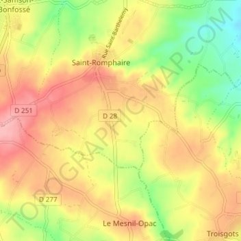 Topografische Karte La Poignandière, Höhe, Relief