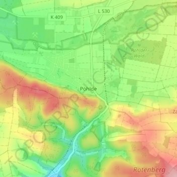 Topografische Karte Pöhlde, Höhe, Relief