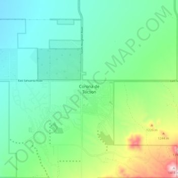 Topografische Karte Corona de Tucson, Höhe, Relief