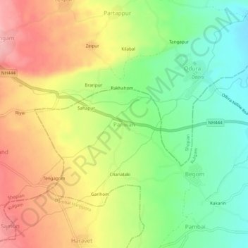 Topografische Karte Pariwan, Höhe, Relief