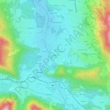 Topografische Karte Sandbichl, Höhe, Relief