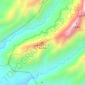 Topografische Karte Saddleback, Höhe, Relief