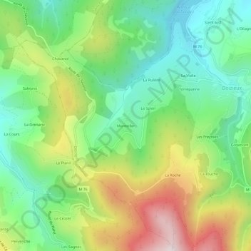 Topografische Karte Monteiller, Höhe, Relief
