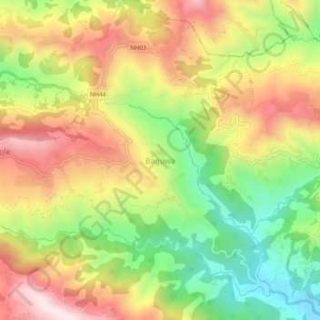 Topografische Karte Baguwa, Höhe, Relief