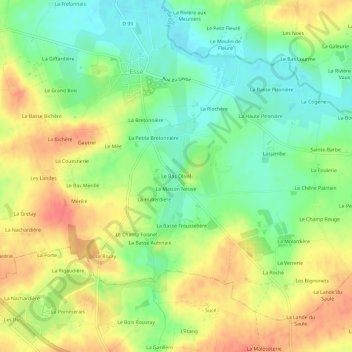 Topografische Karte Le Bas Olivel, Höhe, Relief