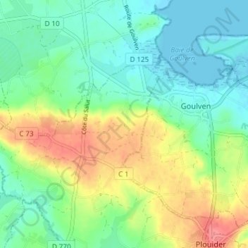 Topografische Karte Kermabon, Höhe, Relief