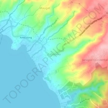 Topografische Karte Bañadero, Höhe, Relief
