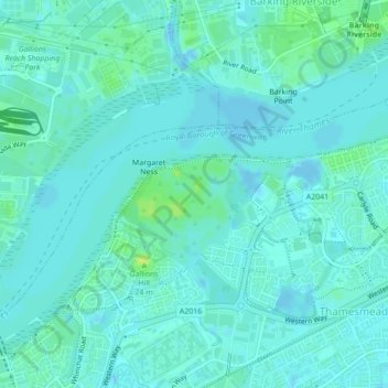 Topografische Karte Plumstead Marshes, Höhe, Relief