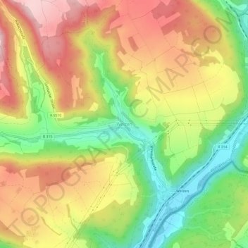 Topografische Karte Weizen, Höhe, Relief