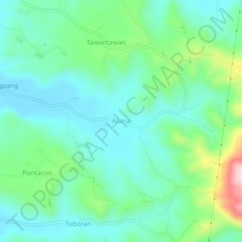 Topografische Karte Aluna, Höhe, Relief