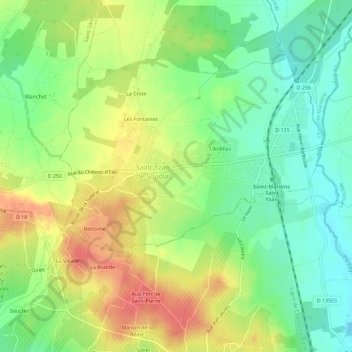 Topografische Karte L'Aiguille, Höhe, Relief