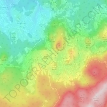 Topografische Karte Podgrad, Höhe, Relief