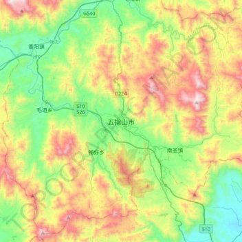 Topografische Karte 五指山市, Höhe, Relief