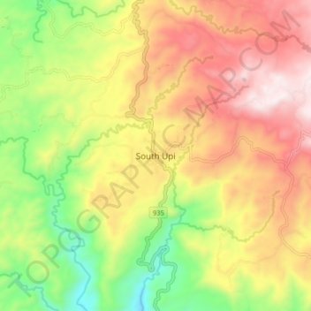 Topografische Karte South Upi, Höhe, Relief