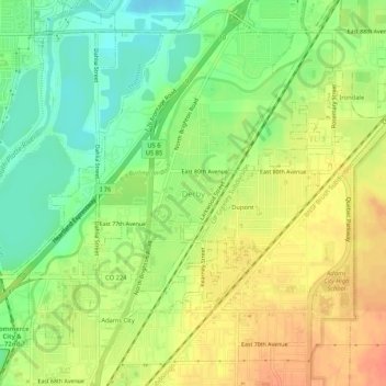 Topografische Karte Derby, Höhe, Relief