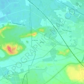 Topografische Karte La Crau, Höhe, Relief