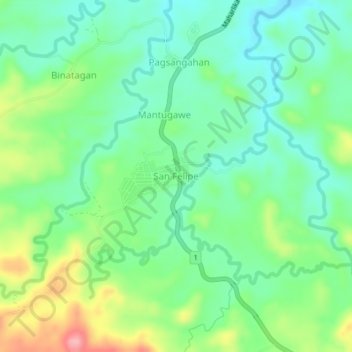 Topografische Karte San Felipe, Höhe, Relief