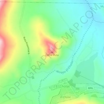 Topografische Karte Cerro Vuta, Höhe, Relief