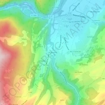 Topografische Karte Les Buchets, Höhe, Relief