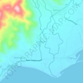 Topografische Karte Calabgan, Höhe, Relief