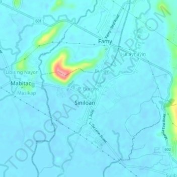 Topografische Karte P. Burgos, Höhe, Relief