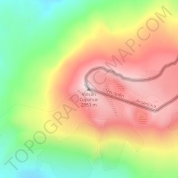 Topografische Karte Volcán Copahue, Höhe, Relief