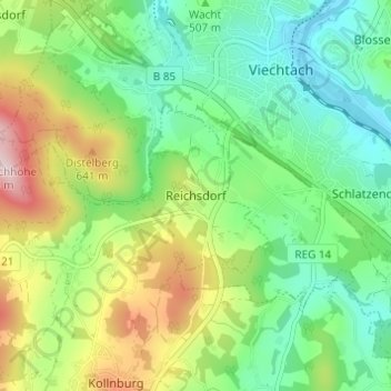 Topografische Karte Reichsdorf, Höhe, Relief