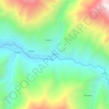 Topografische Karte Shispur, Höhe, Relief
