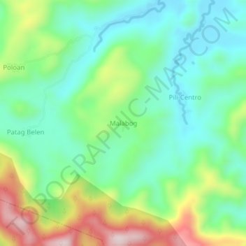 Topografische Karte Malabog, Höhe, Relief